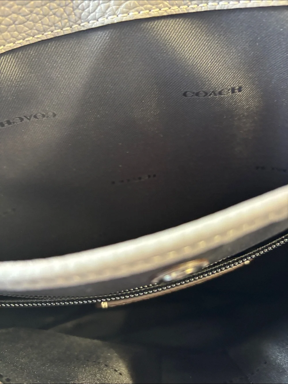 Coach Pebbled Leather Messenger Bag in Light Gray with Black Strap